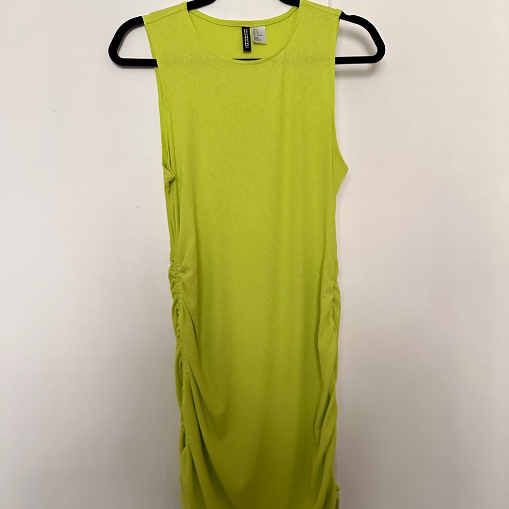 Divided by H&M Lime Green Cinched Tank Mini Dress
